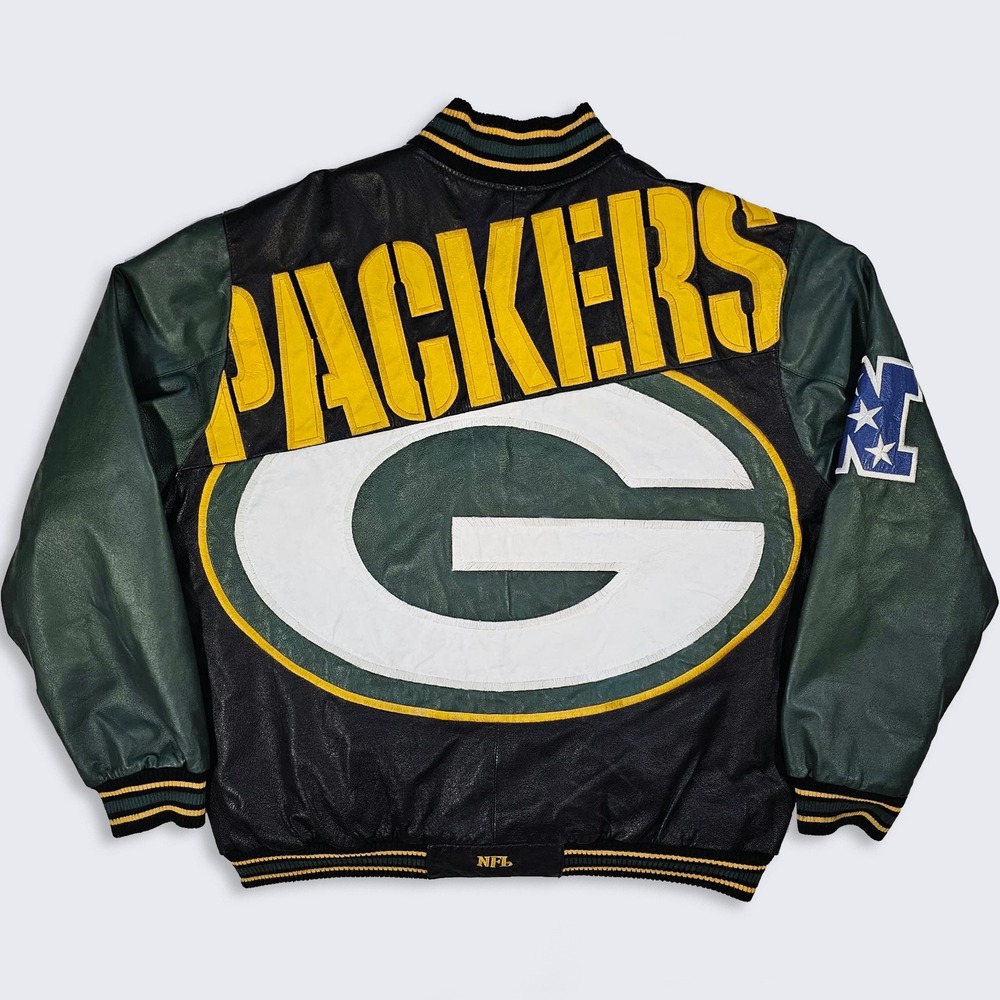 Green Bay Packers Vintage Y2K Big Logo Leather Jacket